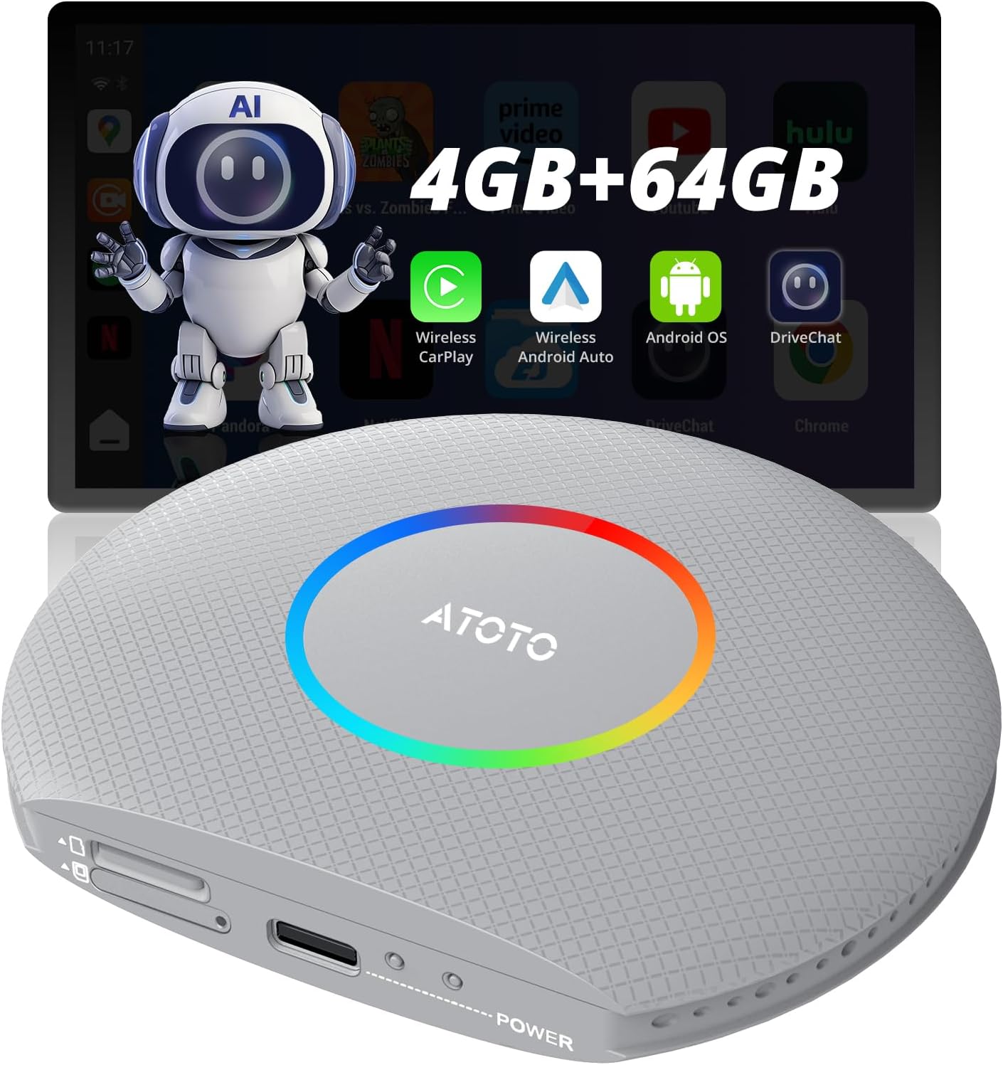 CB6 CarPlay AI Box & Android Auto Adapter for Wireless Connectivity