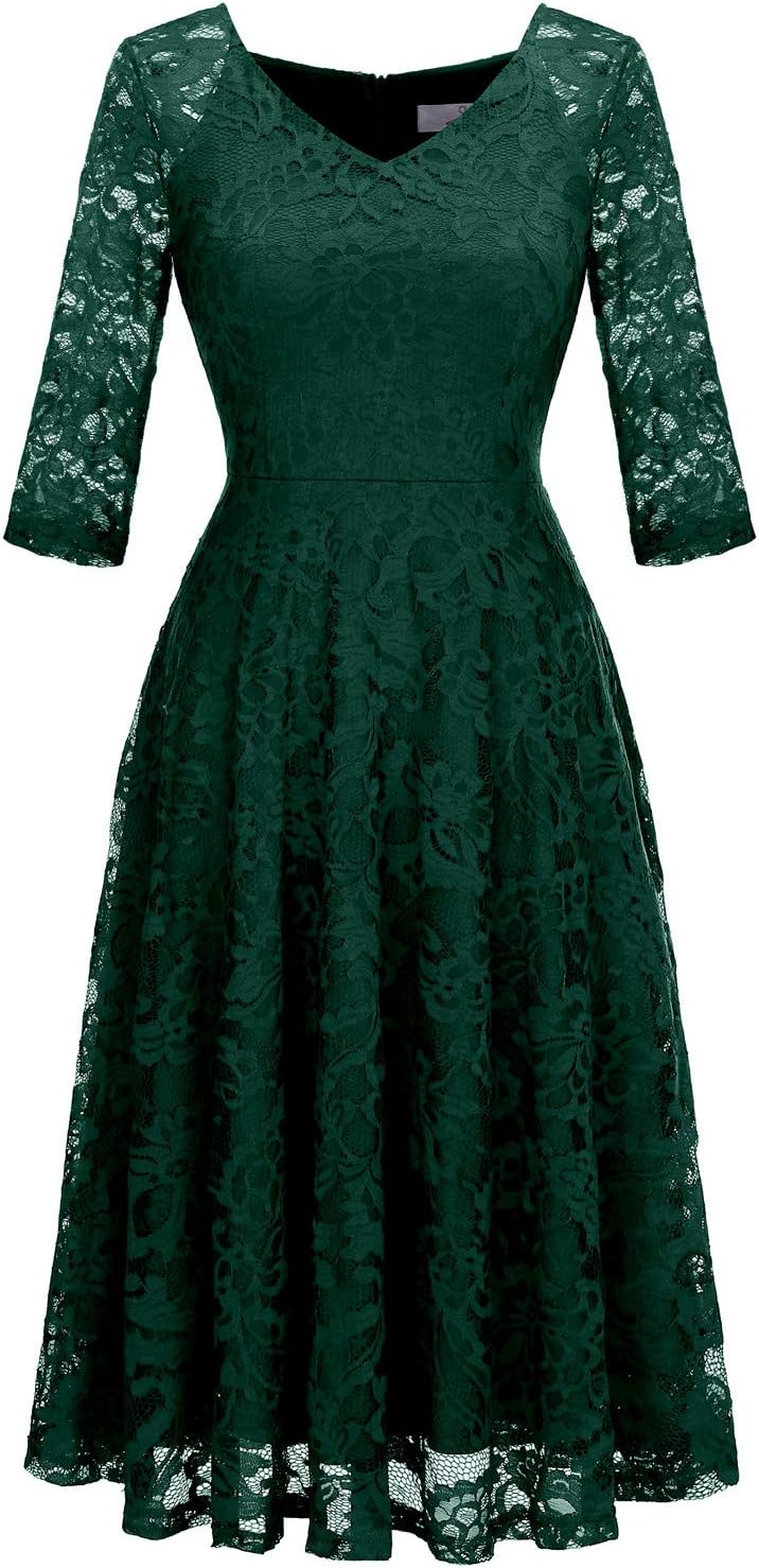 Elegant Long-Sleeve Lace Wedding Guest Dress for All Occasions