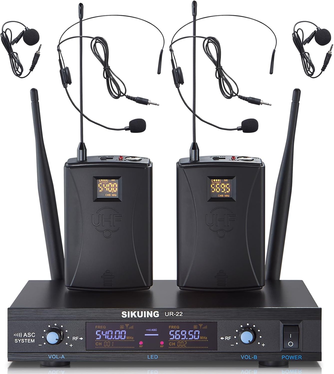 Dual Channel UHF Wireless Microphone System for Events and Meetings