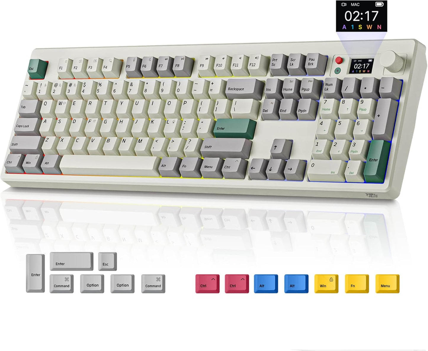 BOYI K104Pro Retro Mechanical Keyboard with TFT Screen & Knob