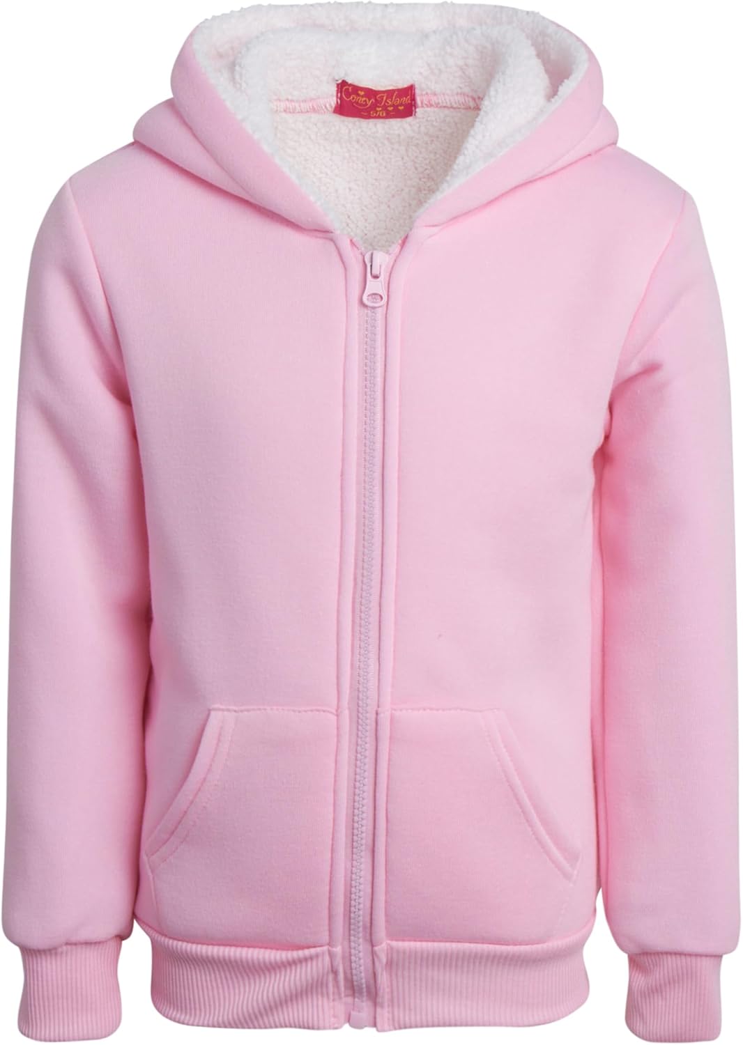 Coney Island Girls Sherpa Lined Zip Hoodie - Cozy & Warm! Sizes 4-16