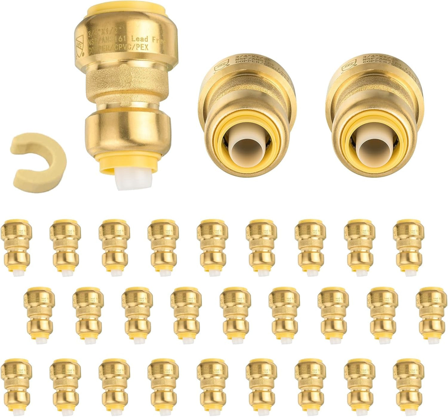 Pack of 30 Reducing Coupling Brass Fittings for Plumbing Needs