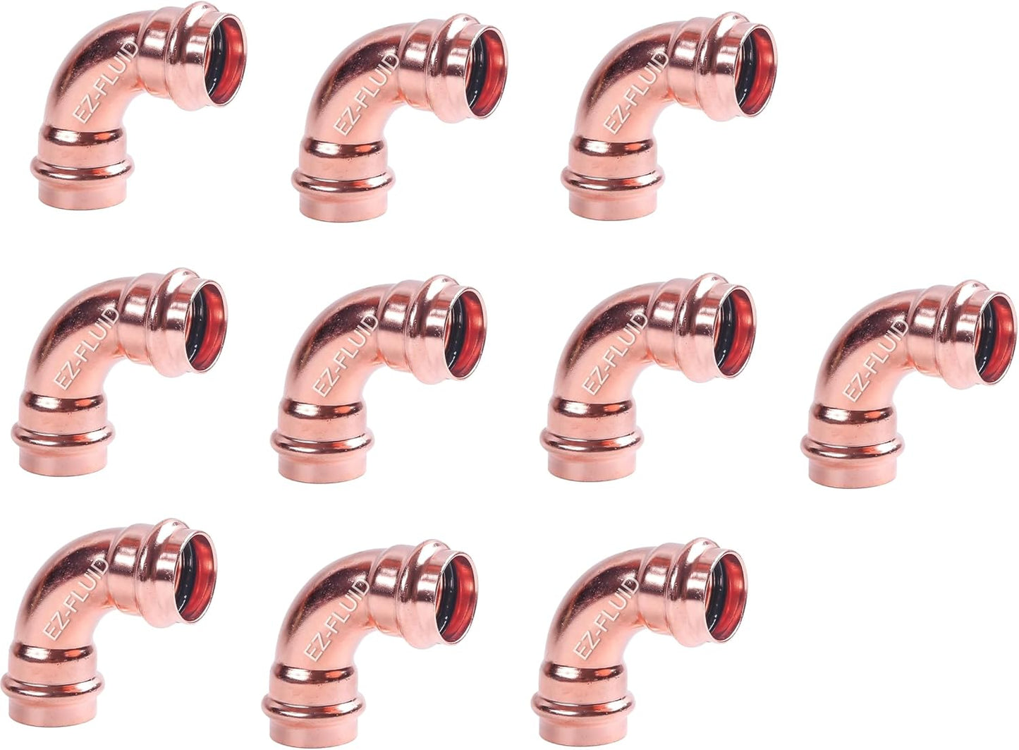 EZ-FLUID Plumbing 10Pcs Heavy Duty 1/2in Copper Elbow Fittings