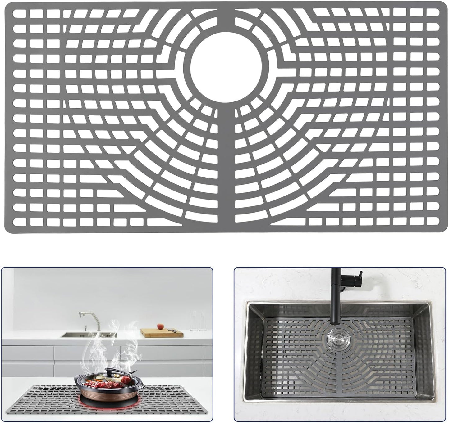 Silicone Sink Protector for Farmhouse Kitchen Sinks 30x16 in