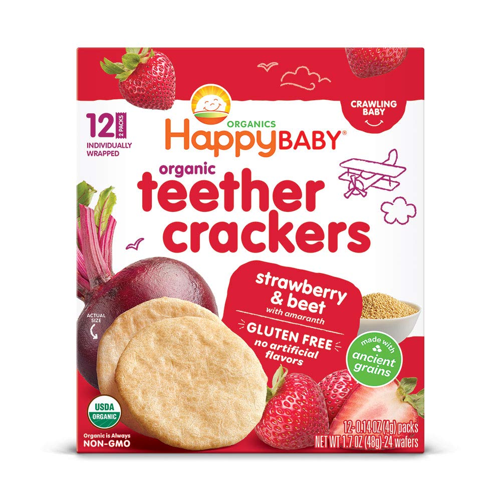 Gentle Teething Crackers for Baby - Organic Strawberry & Beet