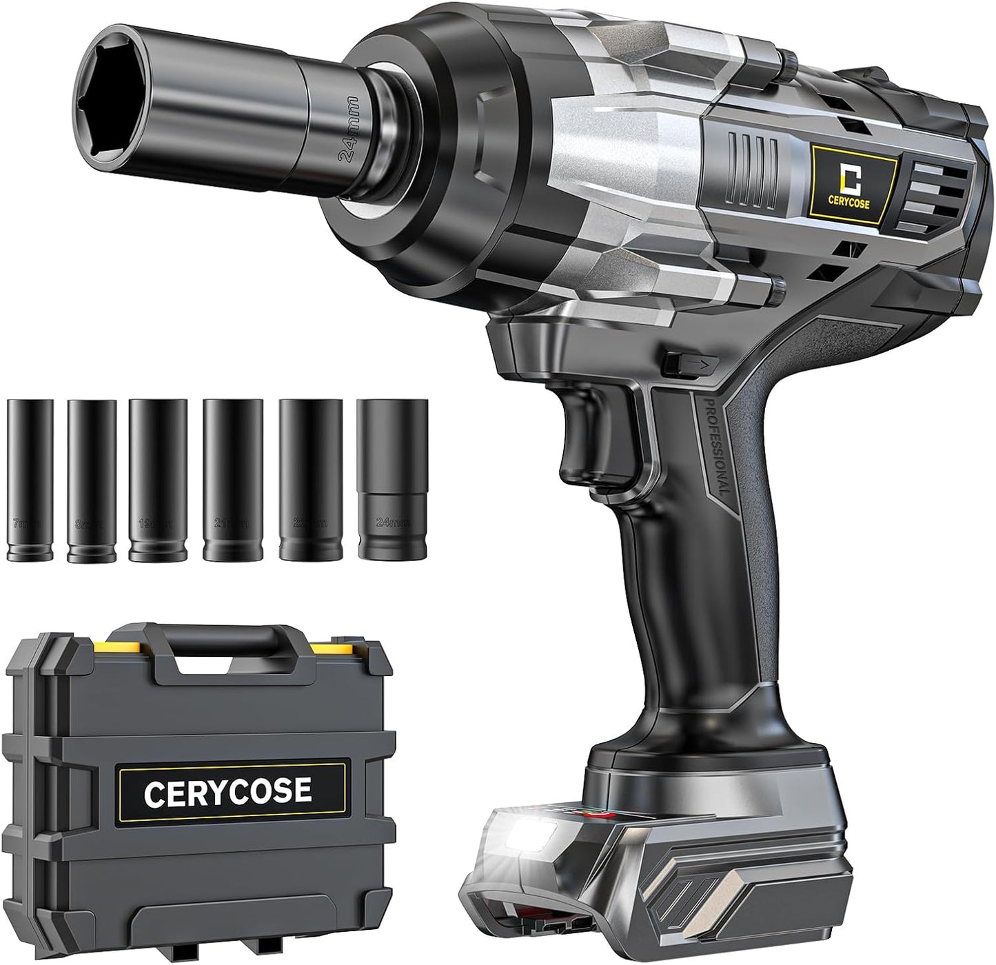 Cordless Impact Wrench 1/2 inch High Torque Tool for Heavy Duty