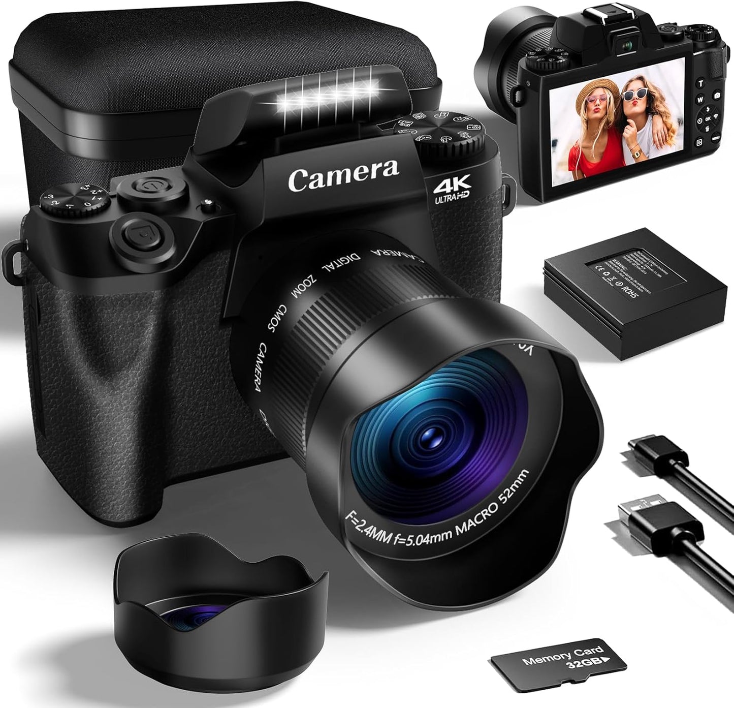 VJIANGER 2024 4K Camera: 64MP Vlogging Power