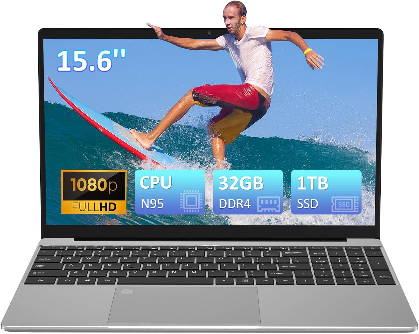 15.6-Inch Laptop with N95 Quad-Core Processor and 32GB RAM