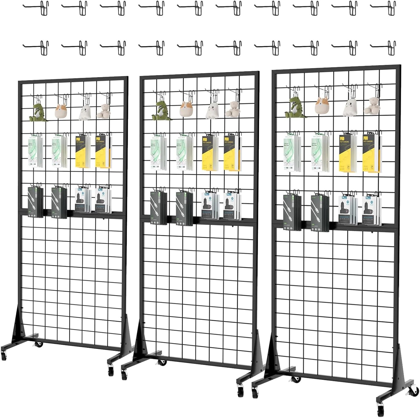 3-Pack 2ftx5.5ft Ft Gridwall Panel Display Stands for Retail