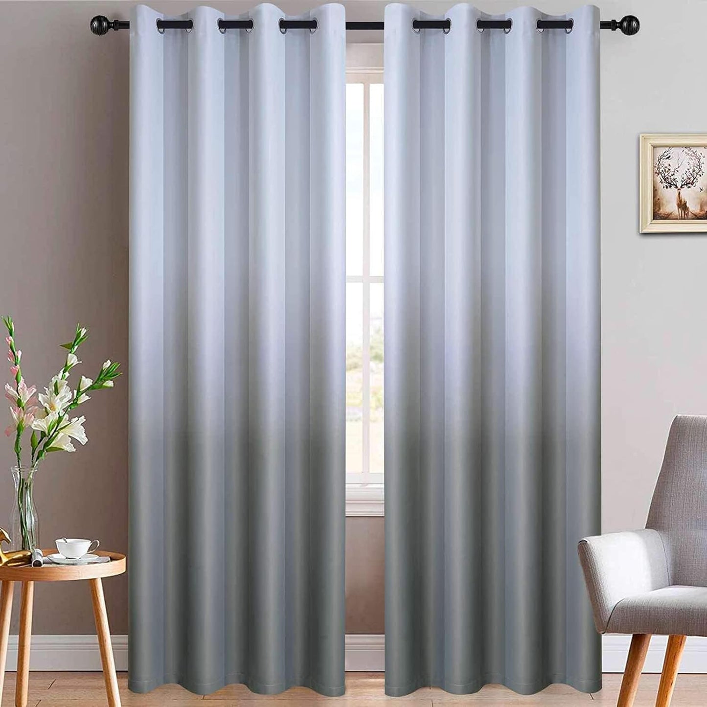 Yakamok Room Darkening Ombre Curtains for Bedroom and Living Room