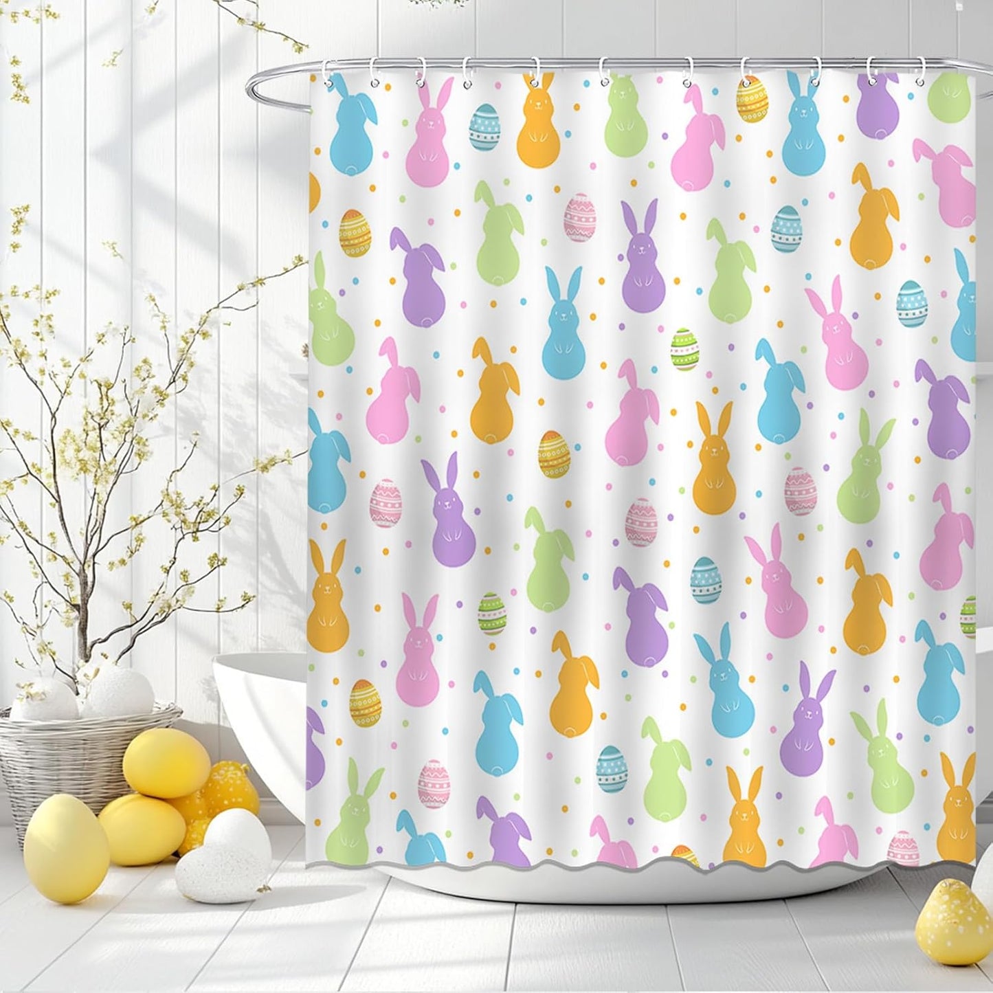 Easter Bunny Shower Curtain: Cute & Waterproof