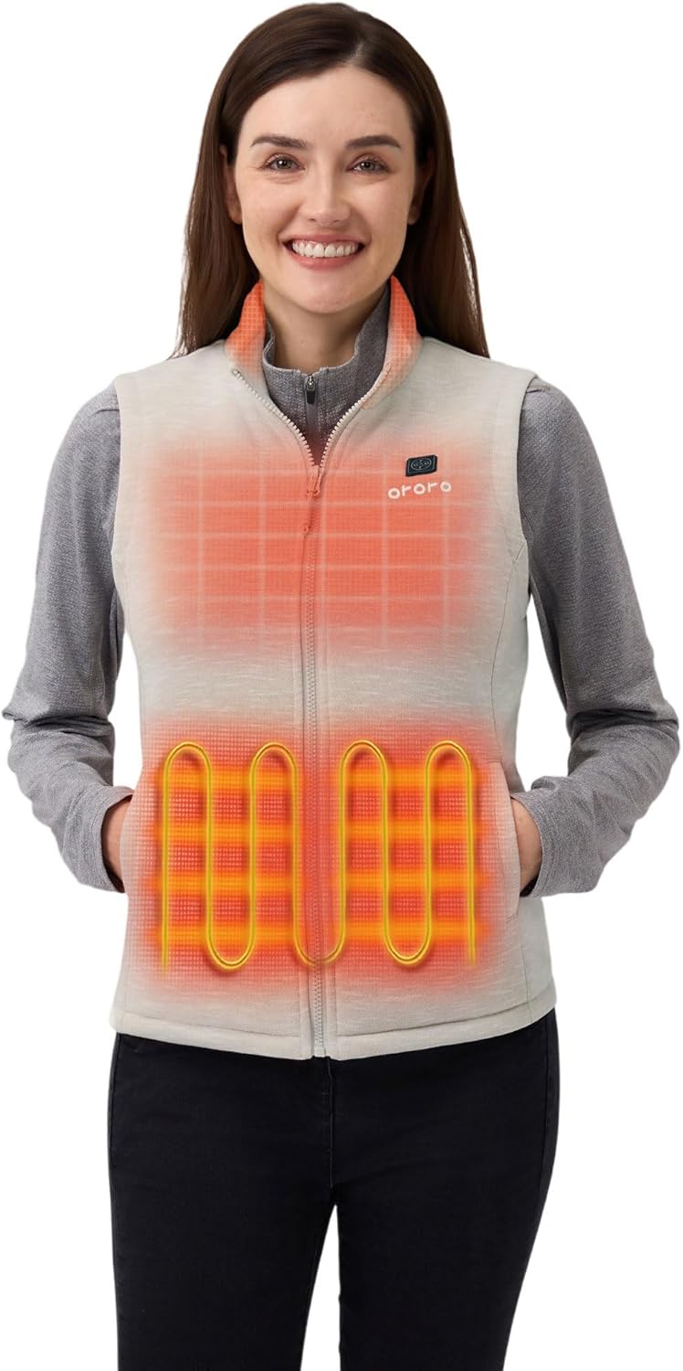 ORORO Women's Heated Fleece Vest with Heated Collar for Comfort