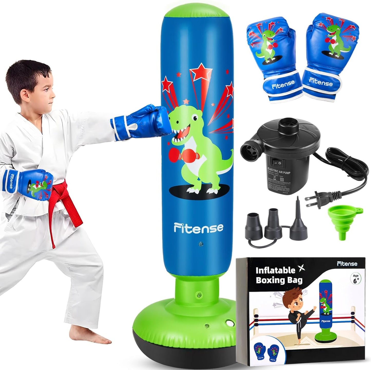 Inflatable Kids Punching Bag Set - Dinosaur Ninja Fun!