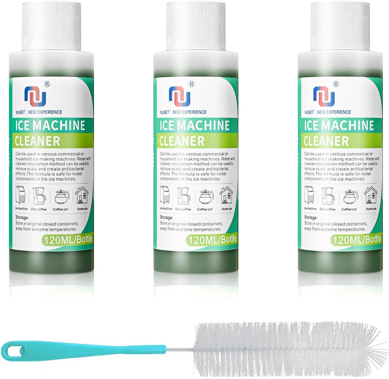 Stainless Steel Safe Ice Machine Cleaner 3Pk + Brush