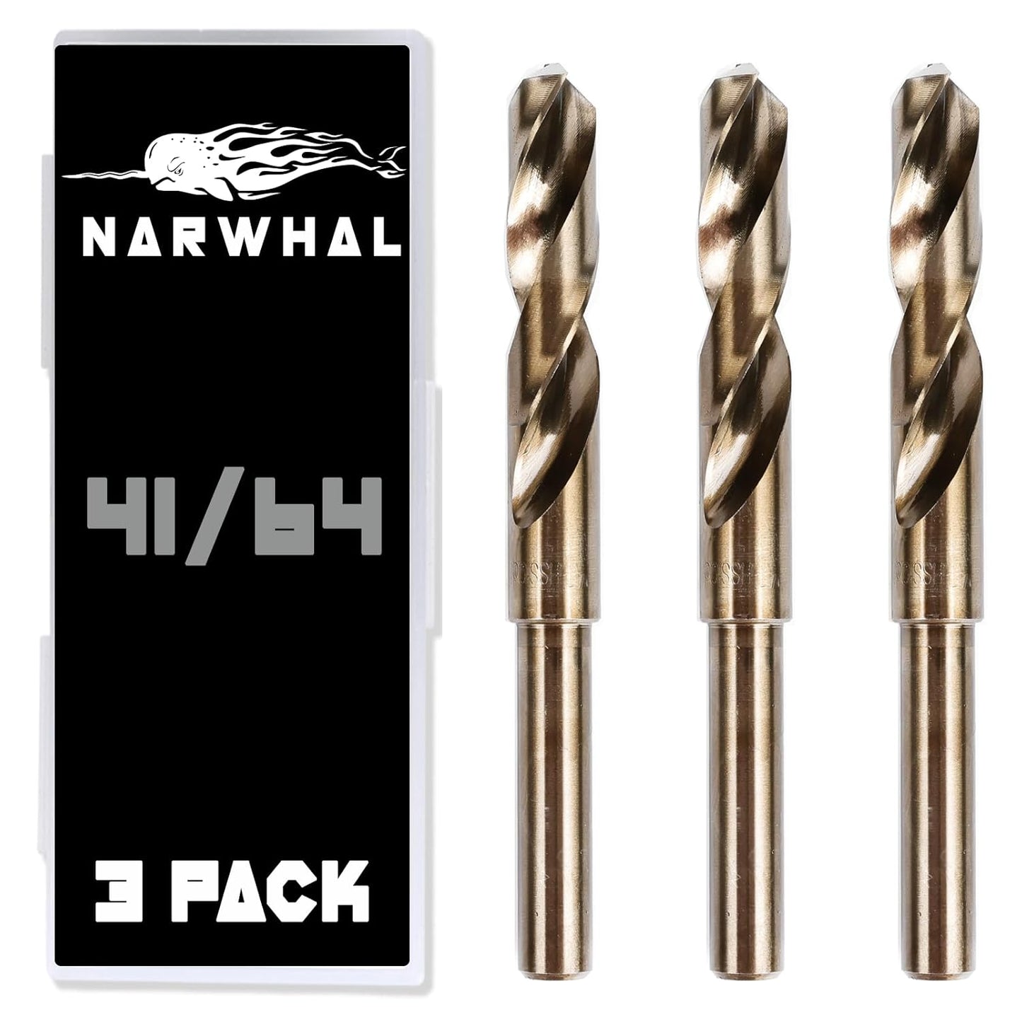 41/64 Cobalt Drill Bits - 3 Pack - 6 Inch Length for Metal