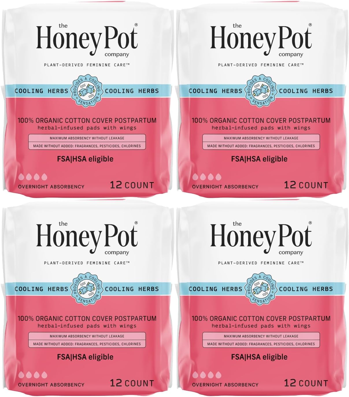 Herbal Postpartum Pads w/Wings - Organic Cotton & Cooling Effect
