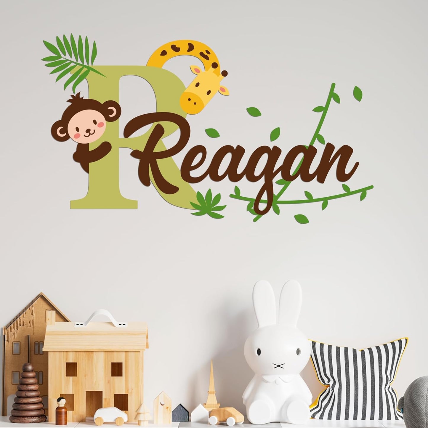 Personalized Monkey & Giraffe Wall Stickers for Nursery Decor