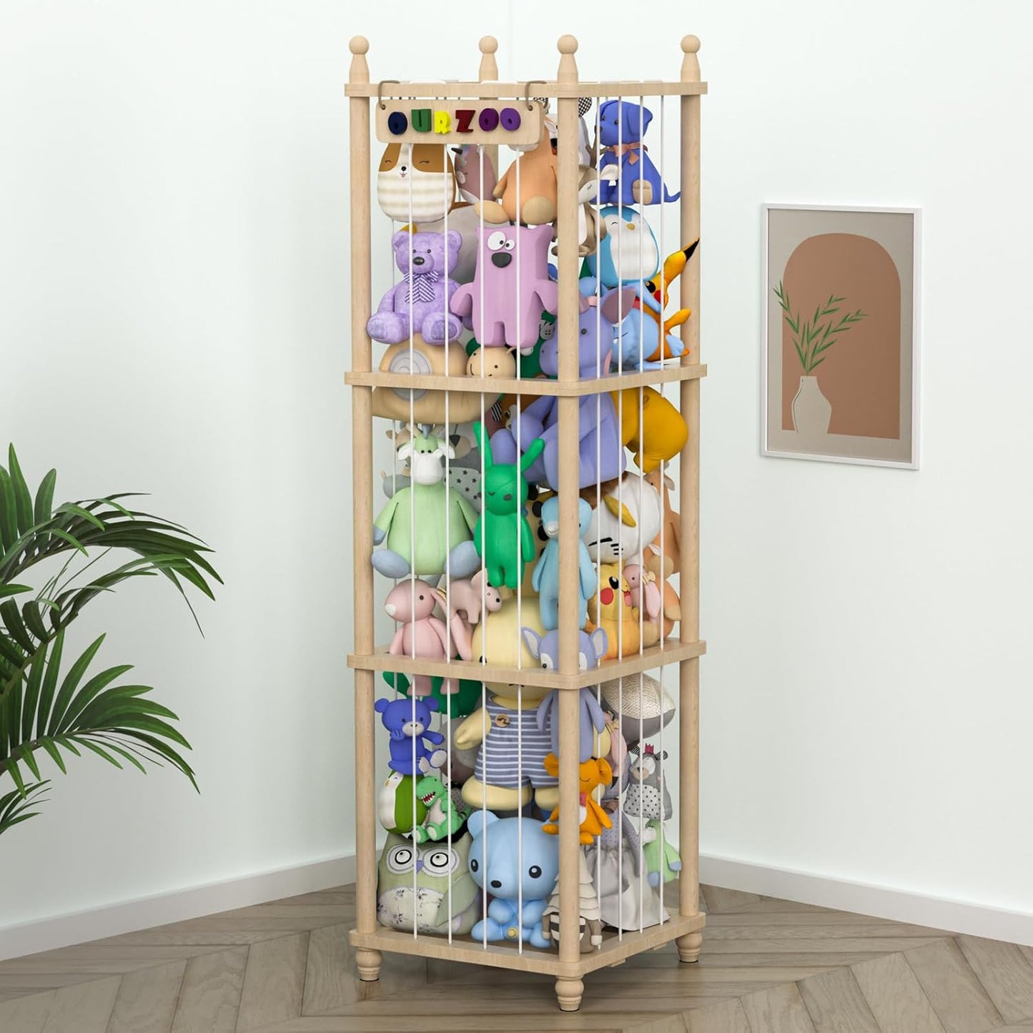 Stuffed Animal Storage Zoo Organizer for Kids Playroom Decor