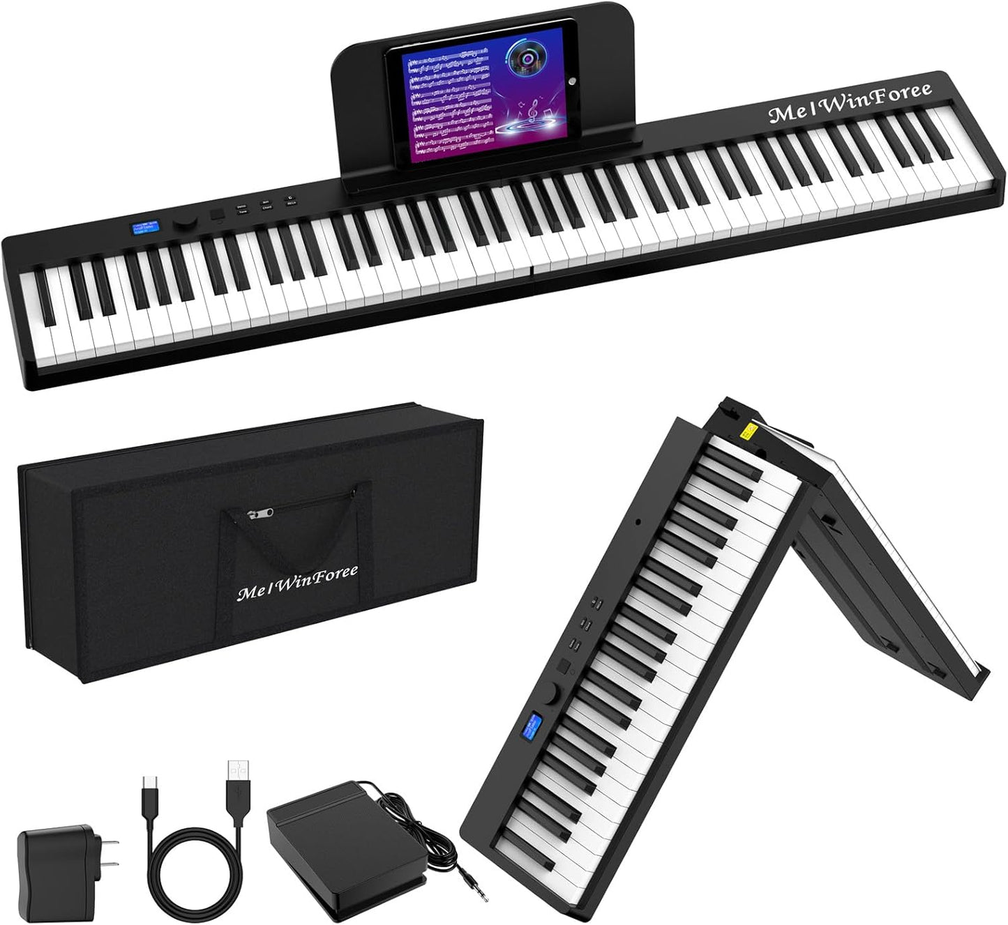 Foldable 88-Key Electric Piano - Portable & Full-Size