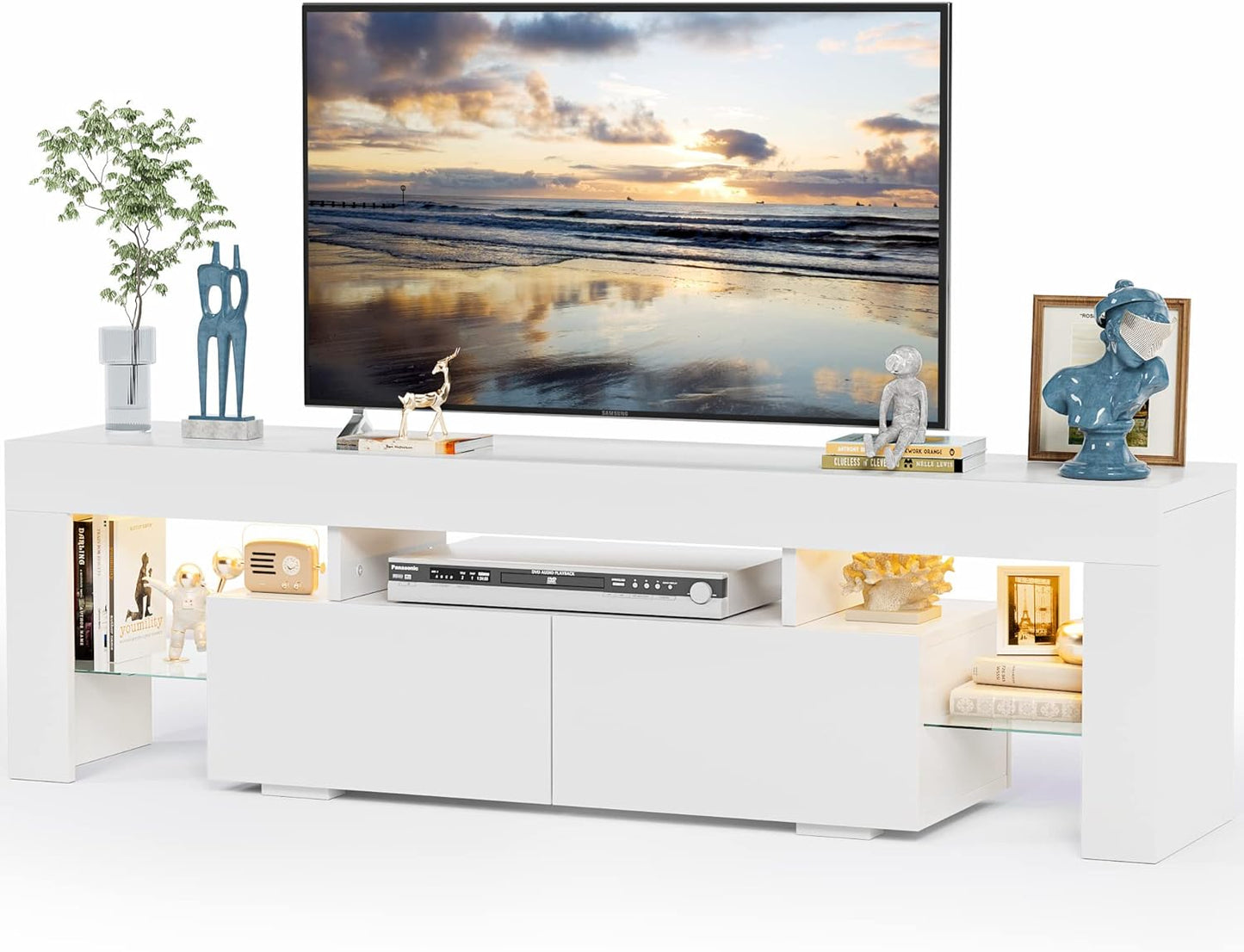 JUMMICO Modern TV Stand with LED Lights