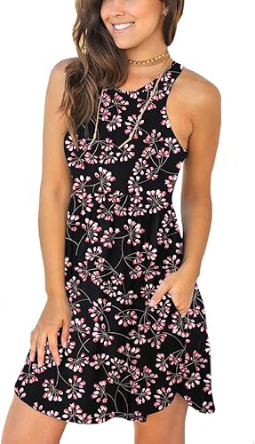 HiMONE Women's 2023 Sleeveless Casual Short Dress with Pocket