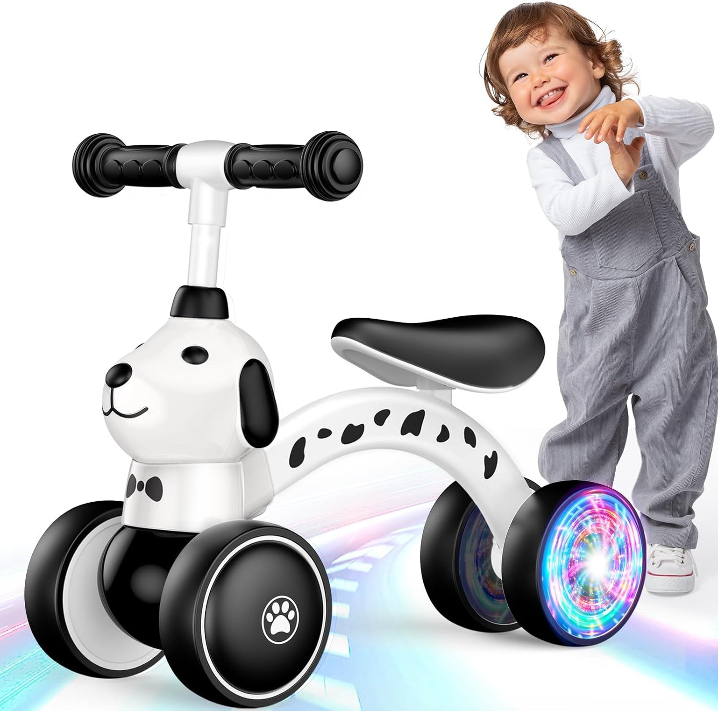 Colorful Light-Up Balance Bike for Toddlers