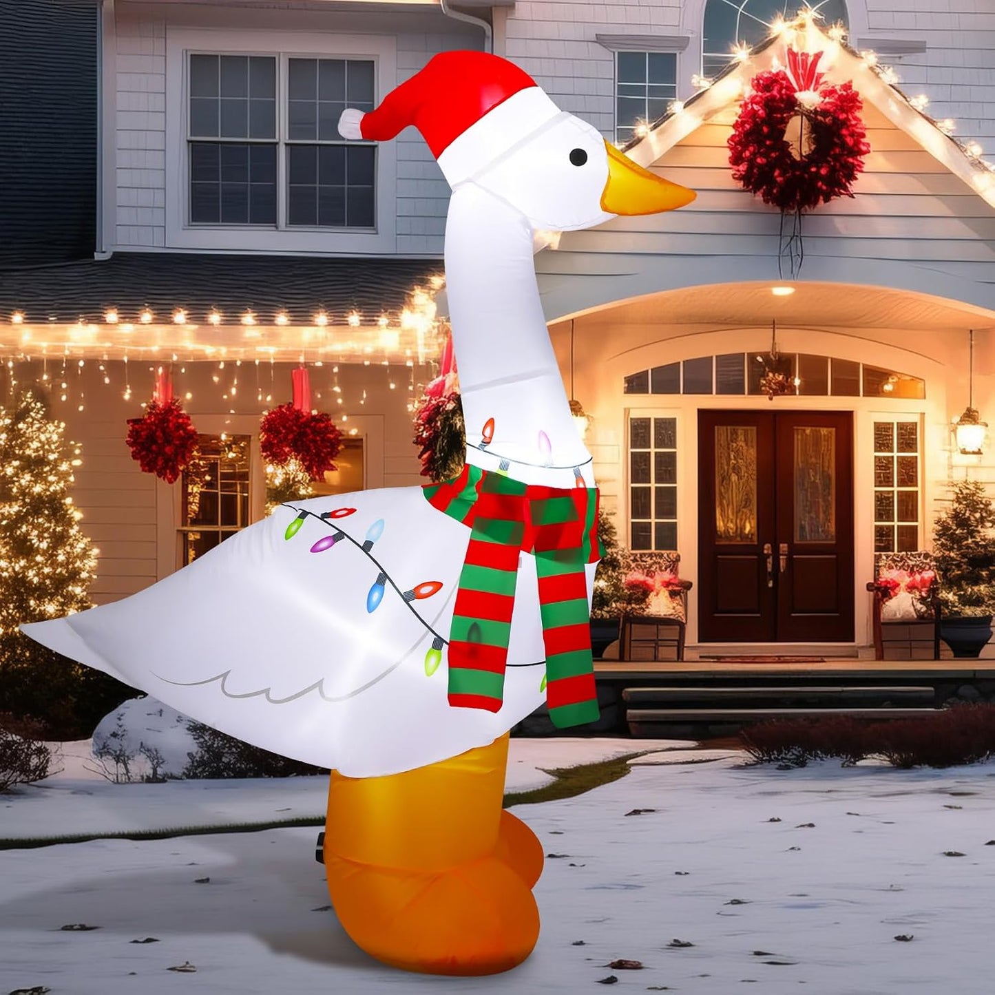 6Ft Christmas Goose Inflatable with LED Lights for Holiday Decor