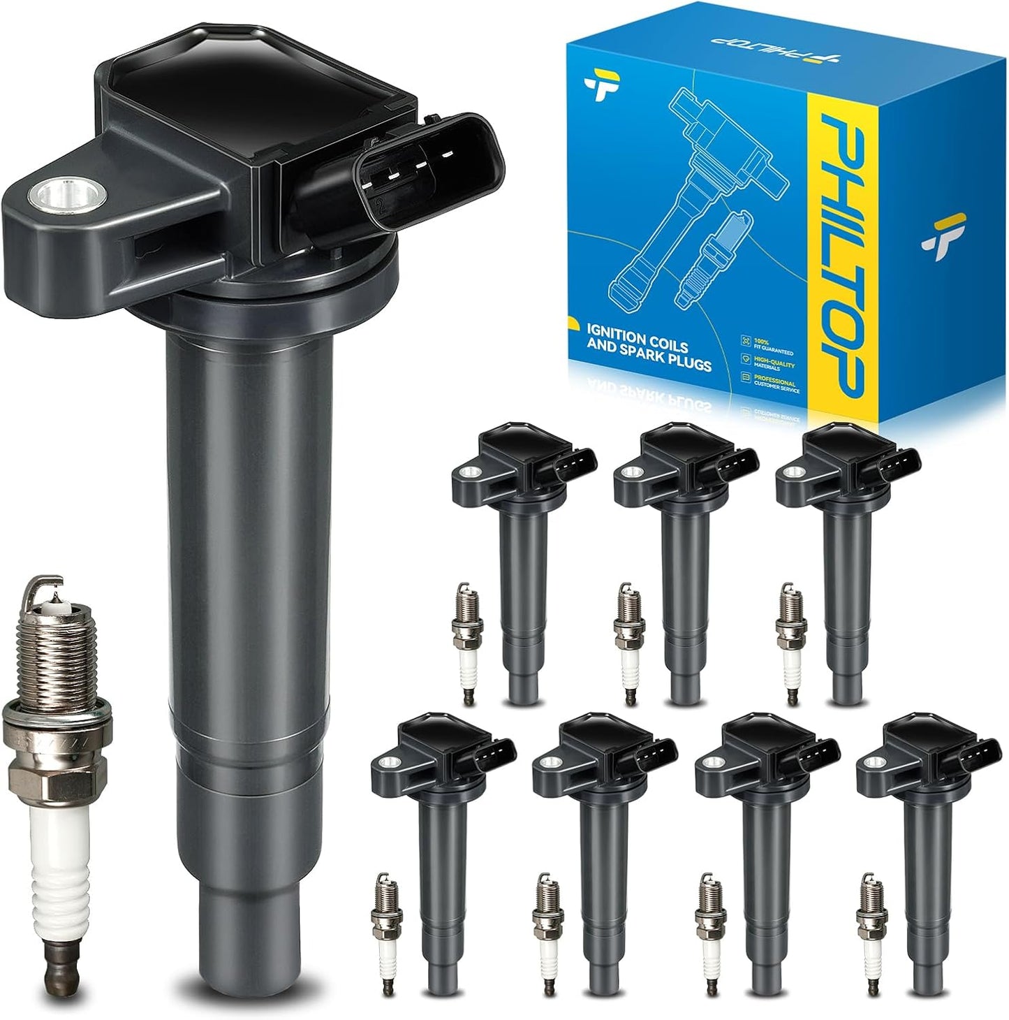 PHILTOP Ignition Coil Pack and Spark Plugs for Toyota Vehicles
