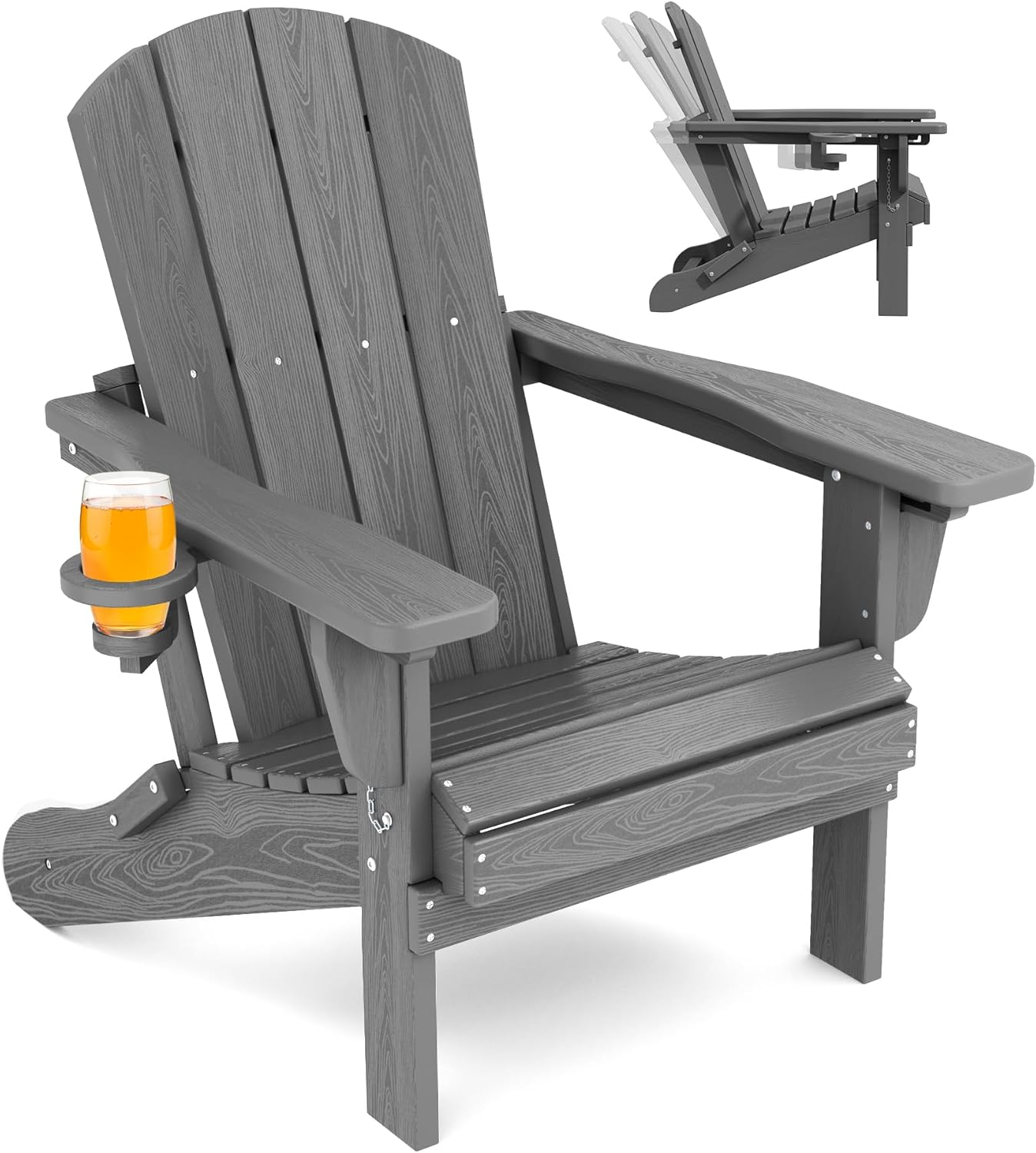 Folding Adirondack Chair with Cup Holder for Ultimate Comfort