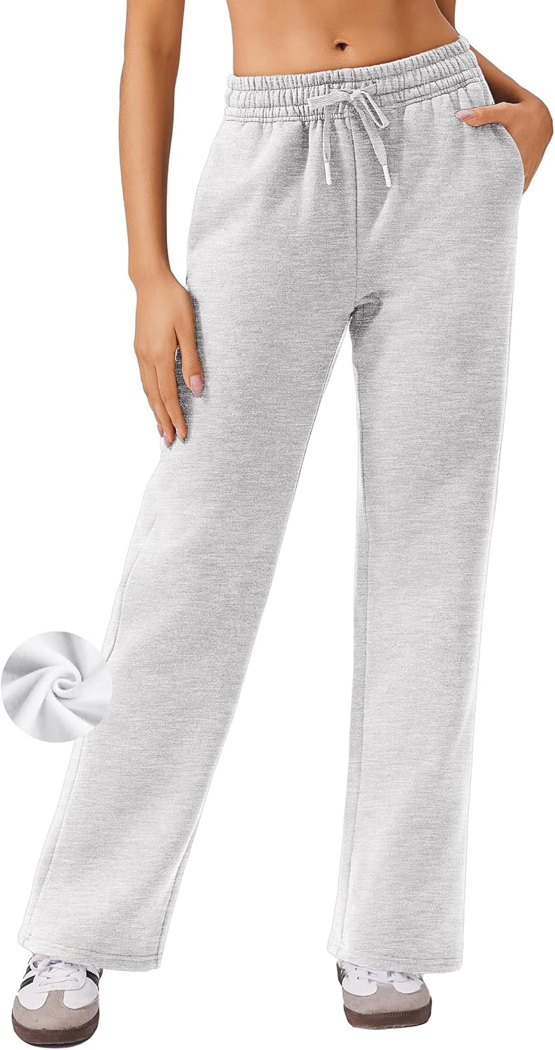 PINSPARK Fleece Sweat Pants for Women High Waisted Workout