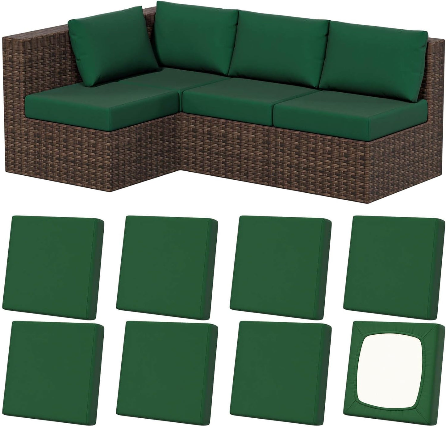 8Pcs Stretch Patio Cushion Covers for Outdoor Furniture Protection
