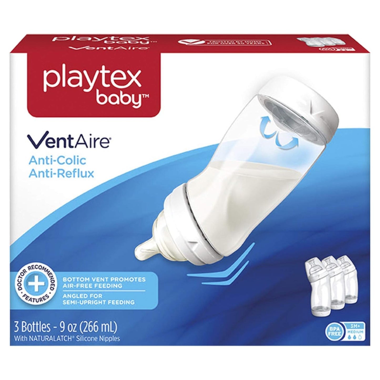 Anti-Colic Playtex Baby Bottles - BPA Free, 9oz - Set of 3
