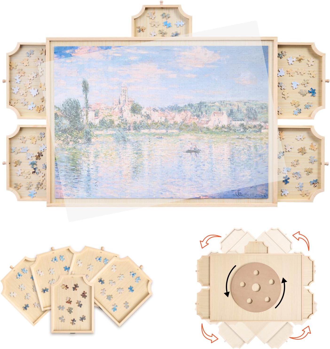 VEVOR 1000 Piece Rotating Puzzle Board with 5 Drawers