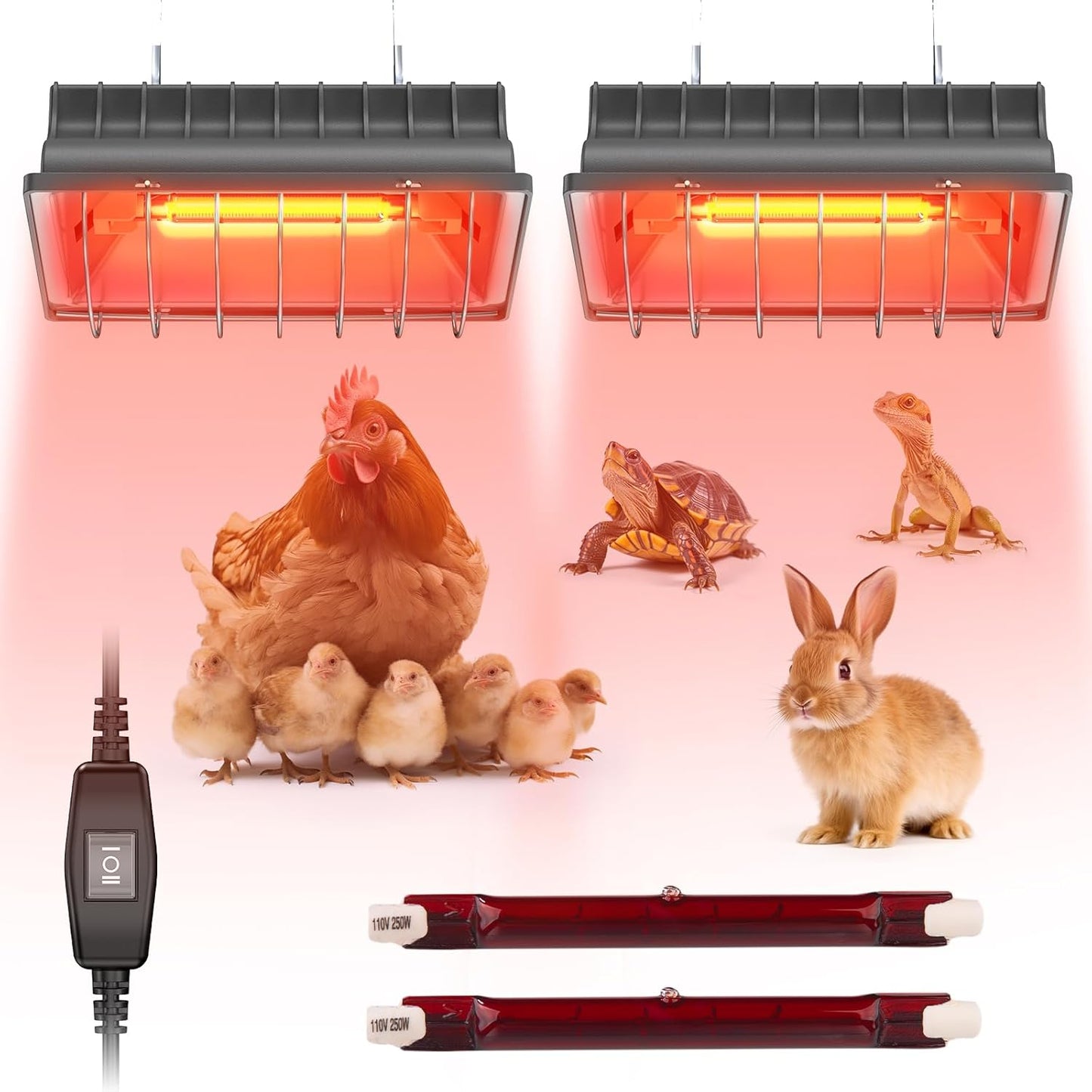 250W Chicken Coop Heating Lamp for Cozy Chicks and Livestock