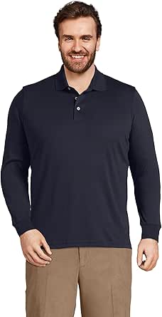 Lands' End Long Sleeve Supima Polo Shirt for Men - Classic Style