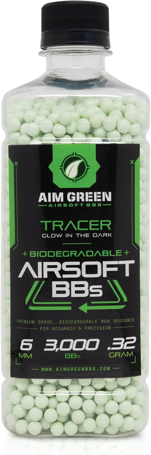 Aim Green Tracer Biodegradable Airsoft BBs for Night Shooting