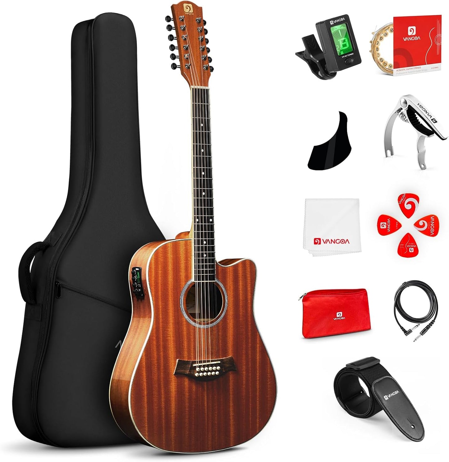 Vangoa 12 String Acoustic Electric Guitar for Beginners & Teens