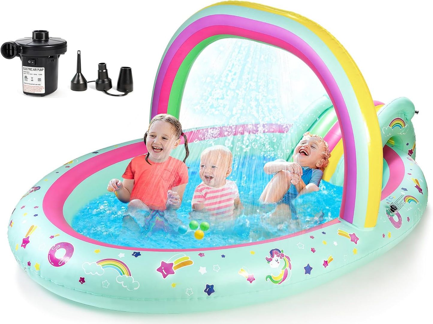 SULIFEEL Rainbow Unicorn Inflatable Play Center for Kids Fun