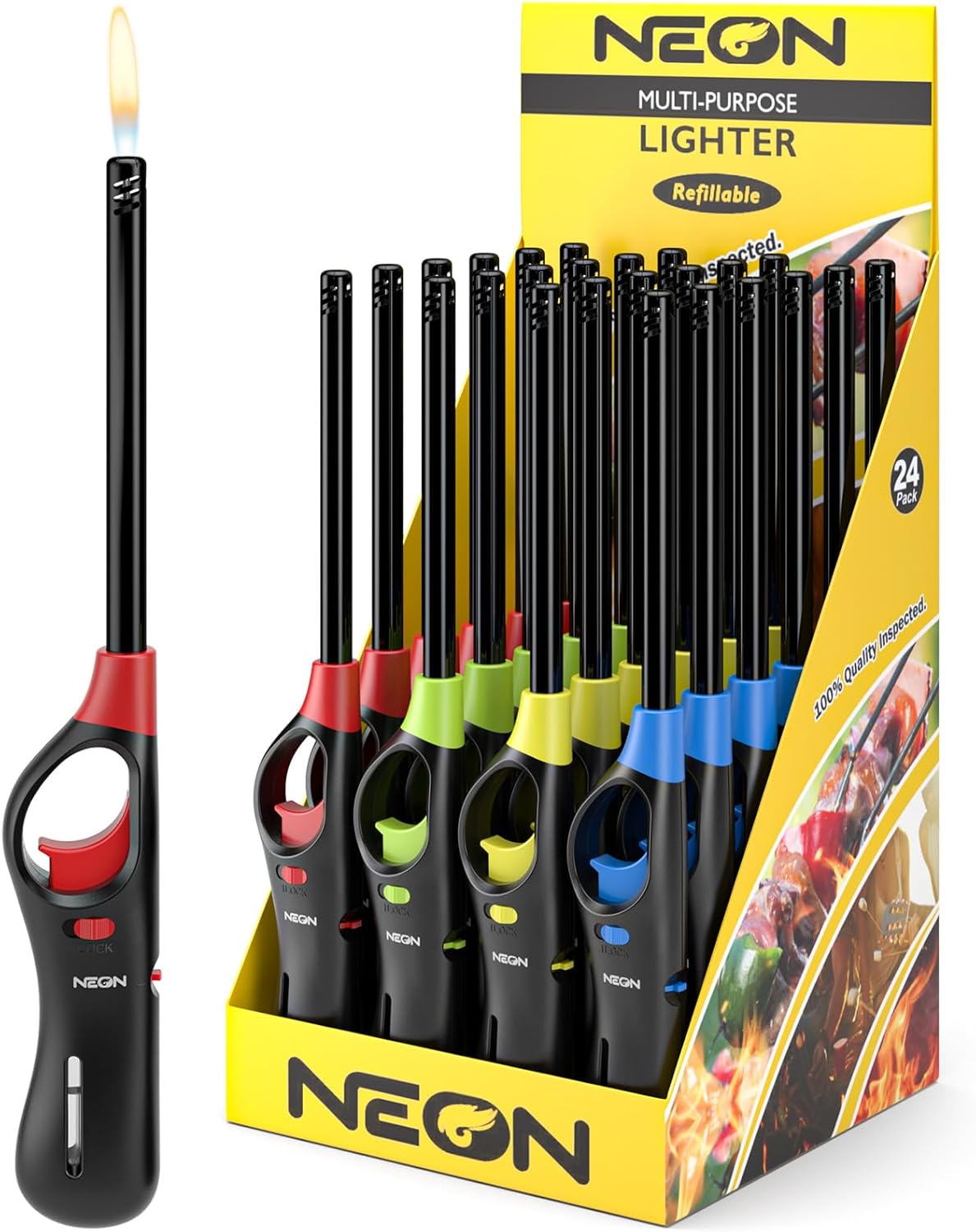 Refillable Butane Candle Lighter with Long Wand for BBQ & More