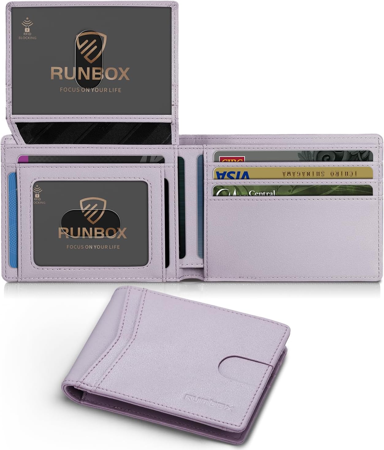 RUNBOX Slim RFID Leather Wallet for Men with Gift Box