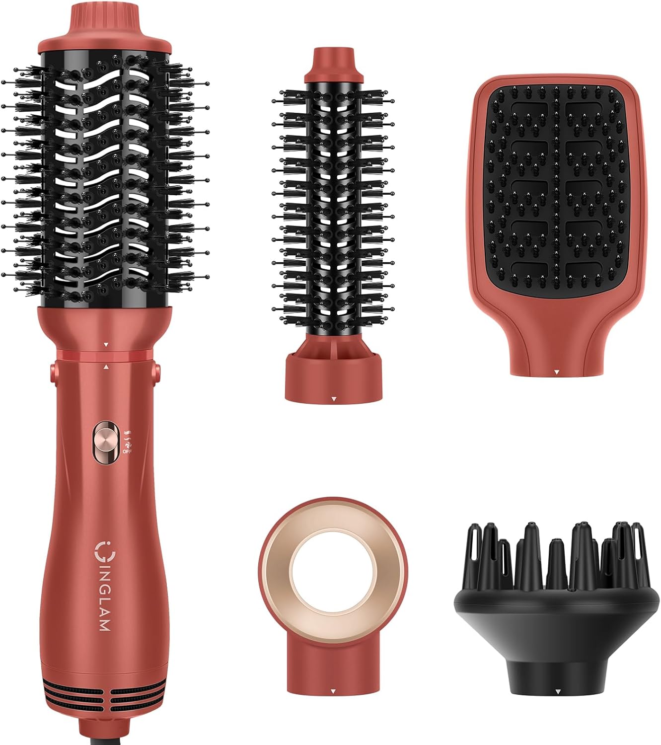 IG INGLAM 5-in-1 Blow Dryer Brush Set for Salon Quality Styles