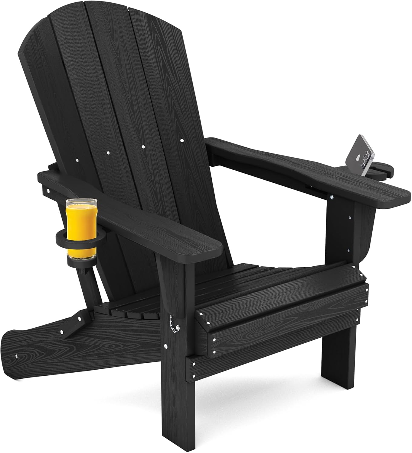 SERWALL HDPE Folding Adirondack Chair with Dual Cup Holders