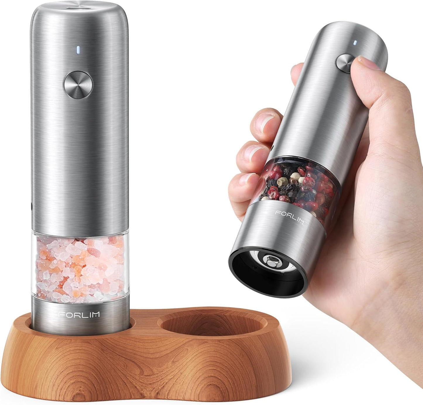 FORLIM Mini Electric Salt and Pepper Grinder Set for Travel