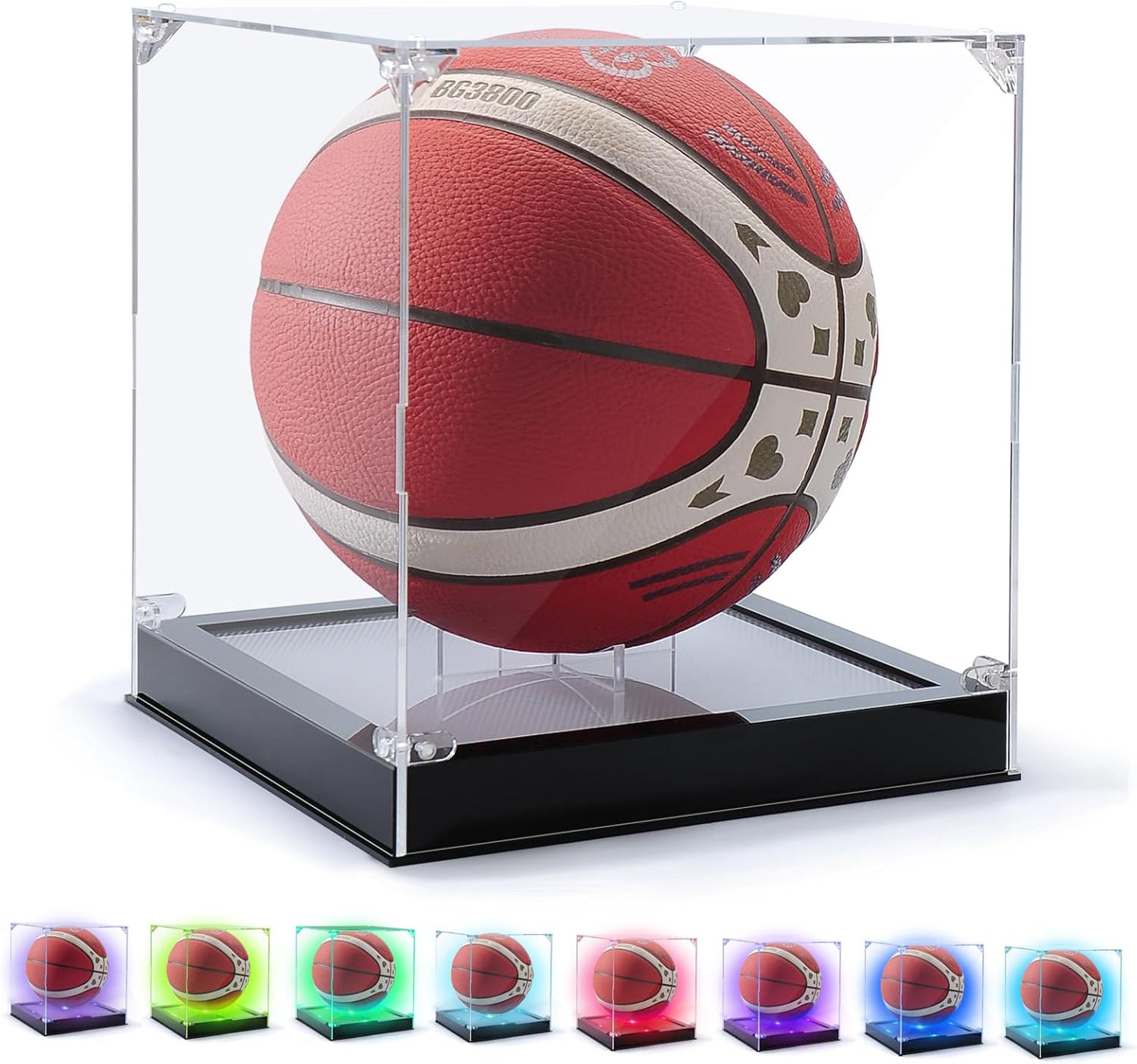 Basketball Display Case with Touch LED Light for Collectibles