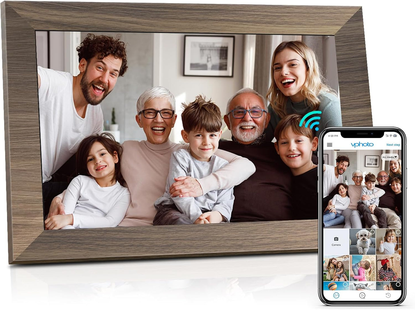Canupdog WiFi Digital Picture Frame 10.1 Inch with Touch Screen