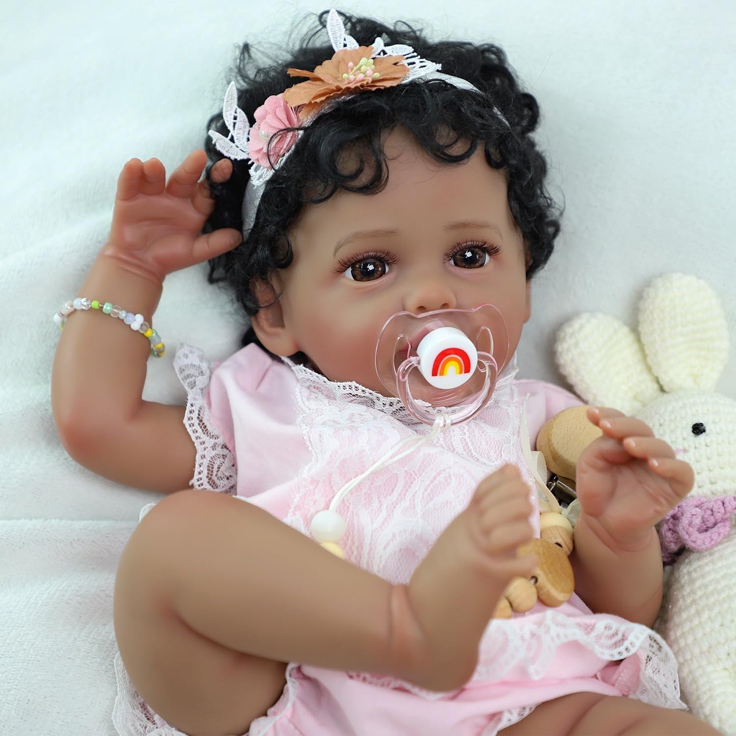 SCOM Reborn Baby Dolls Black Girl - 20 Inch Realistic Doll