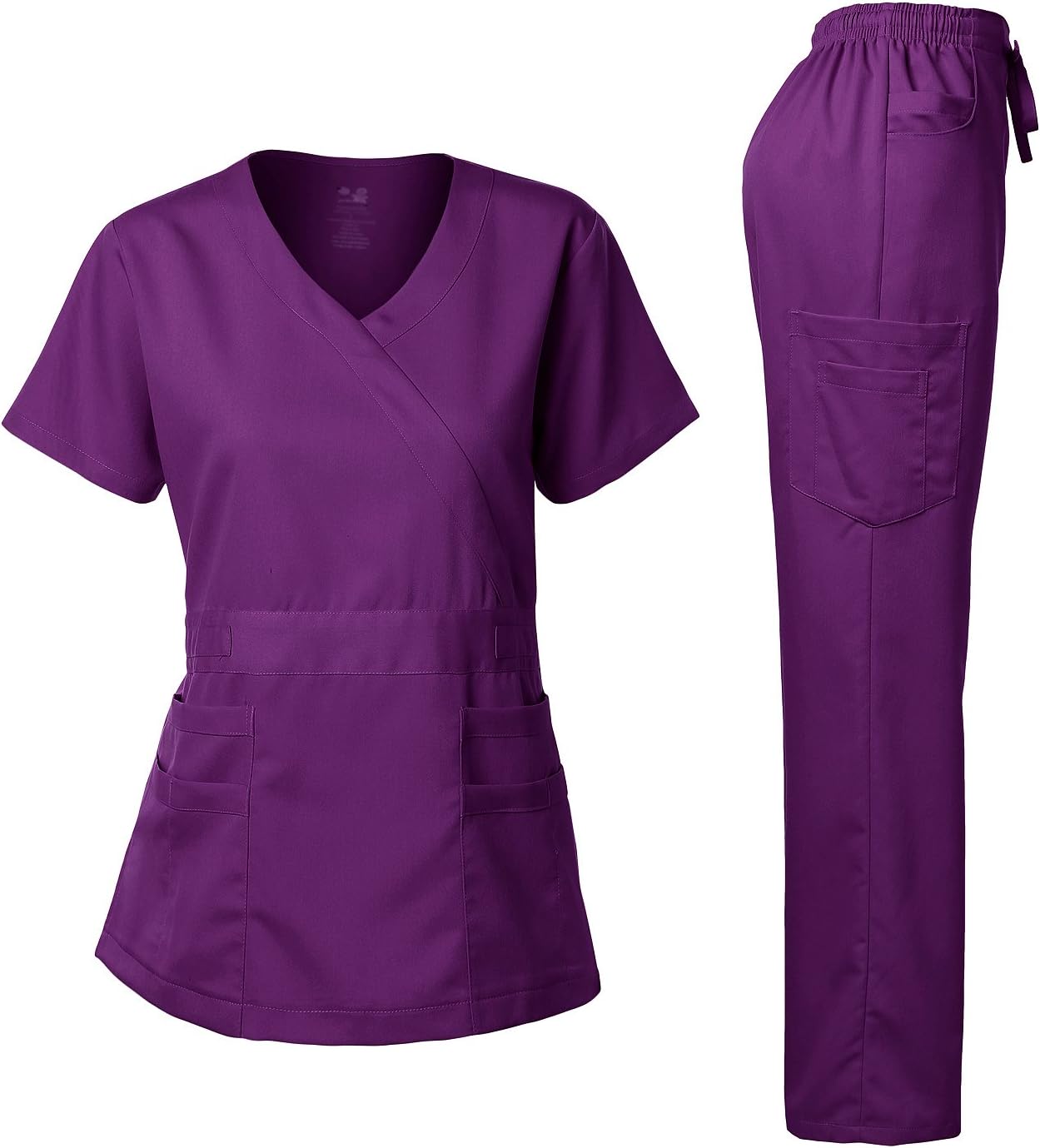 Ultra-Soft Women's Scrub Set with Y-Neck Top and Drawstring Pants