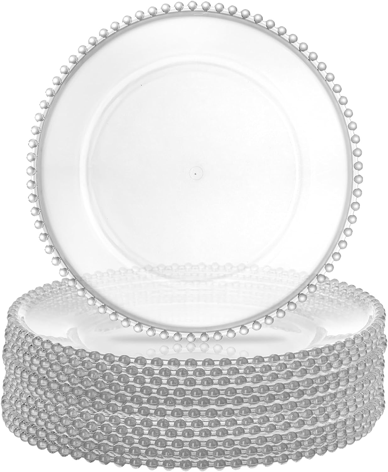 Elegant Beaded Rim Charger Plates Set