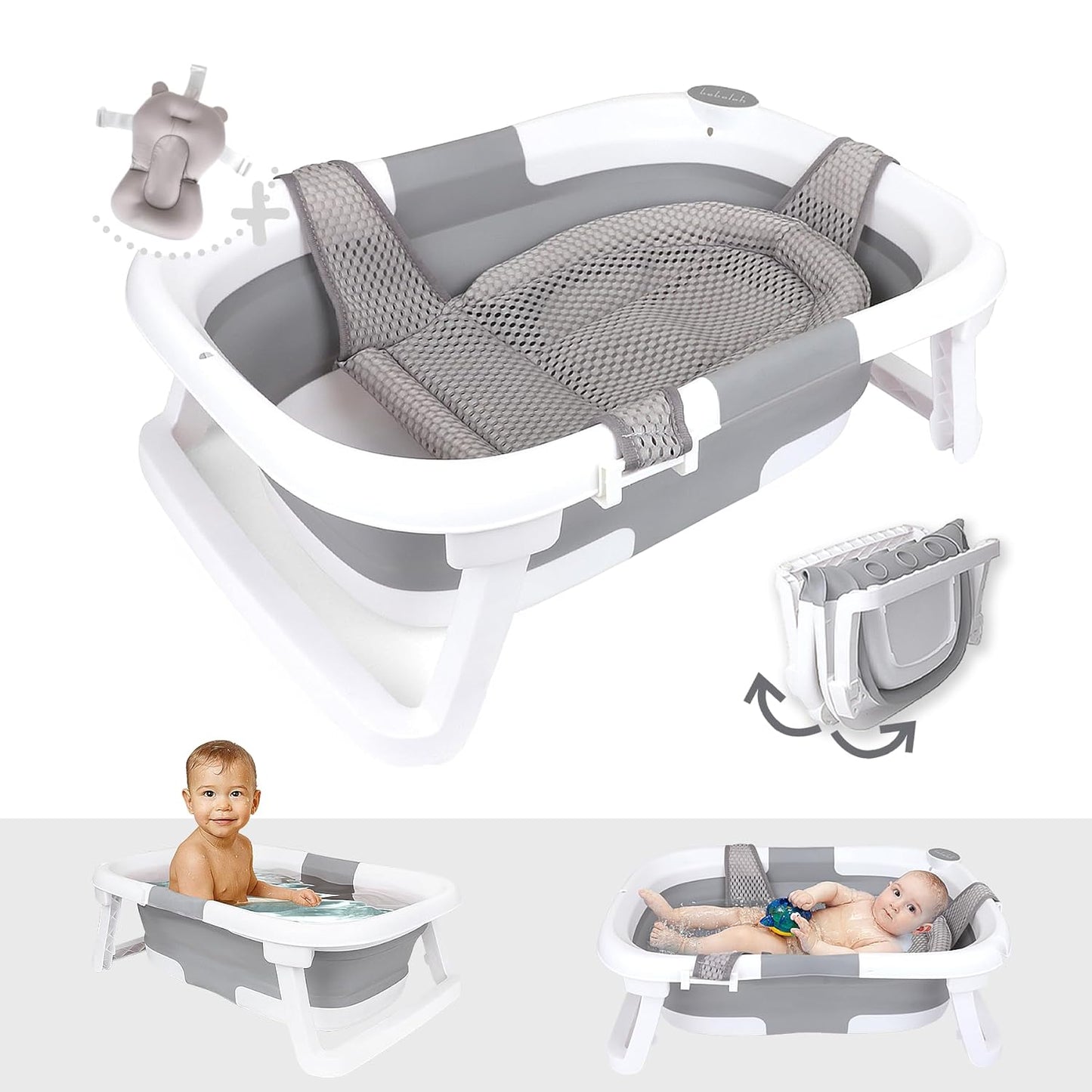 BEBELEH Collapsible Baby Bathtub: Travel-Friendly 0-24 Months