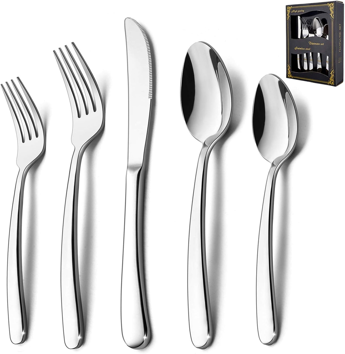 HaWare Heavy Duty Silverware Set - 60-Piece Stainless Steel Cutlery